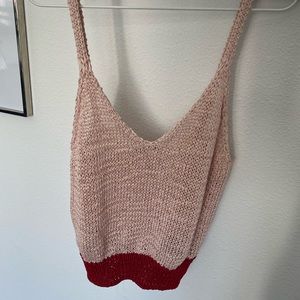 MANGO Crochet Knit Tank Top Size M, Pink and Red